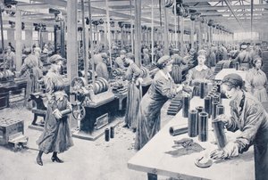 Kvinner som jobbet i en ammunisjonsfabrikk i 1915